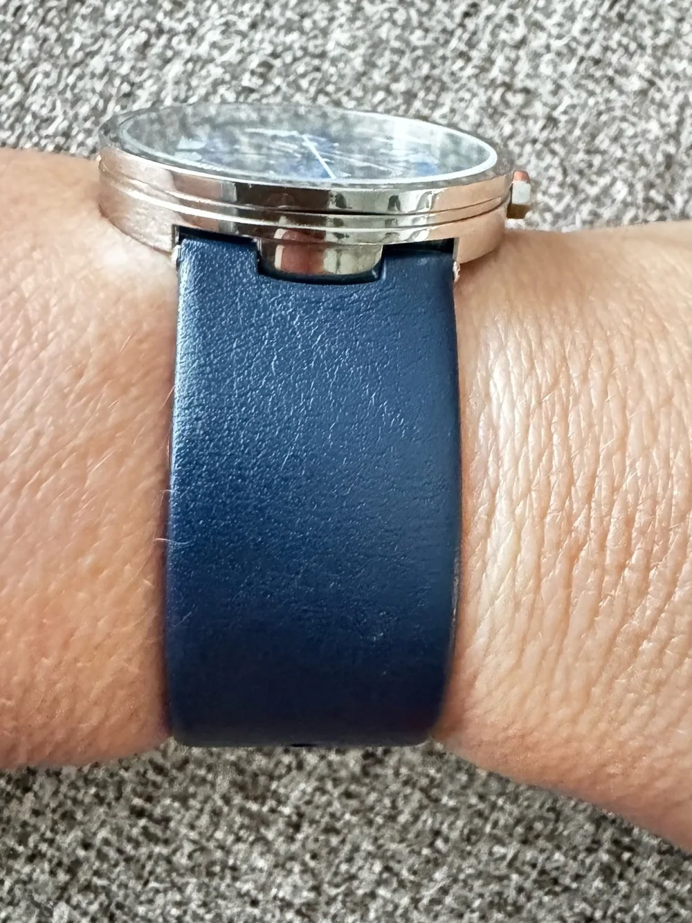 Tory Burch Reva Blue Geometric Dial Watch with Navy Strap